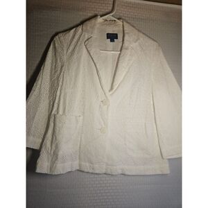 Pendleton, women's Medium, White, Eyelet, Lined, Pockets, Blazer, Lightweight